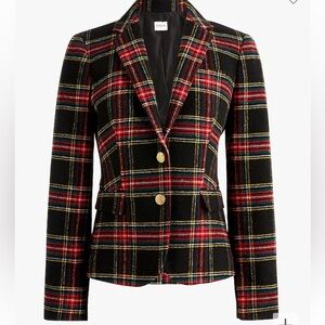 J Crew Factory Stewart tartan wool-blend schoolboy blazer NWOT